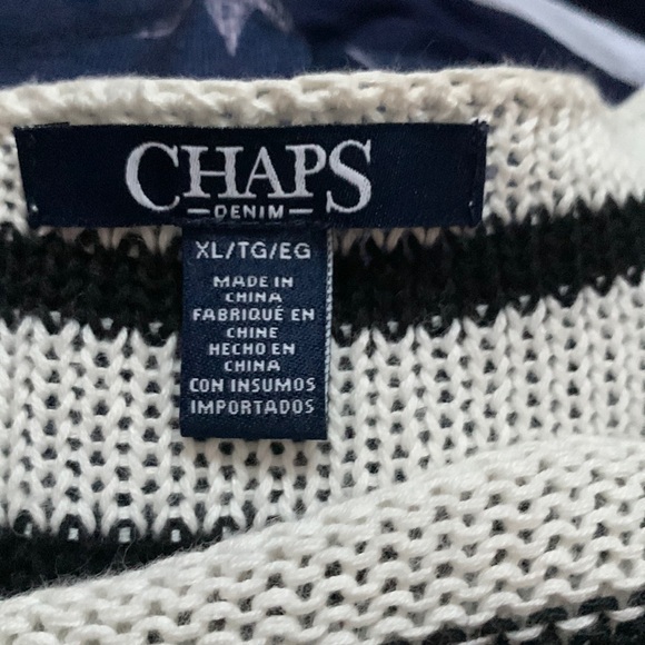Chaps white and black striped sweater size xl - Picture 3 of 6